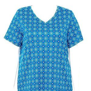 Croft & Barrow Boxy Blue and White Short Sleeve Tee